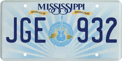 MS license plate JGE932