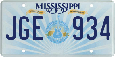 MS license plate JGE934