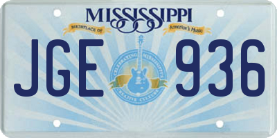 MS license plate JGE936