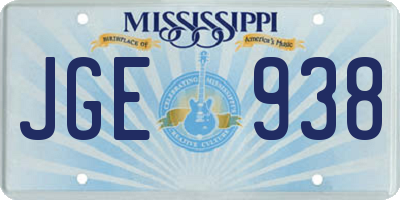 MS license plate JGE938
