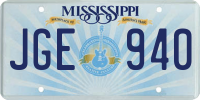 MS license plate JGE940