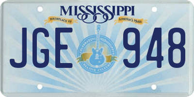 MS license plate JGE948