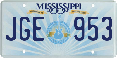 MS license plate JGE953
