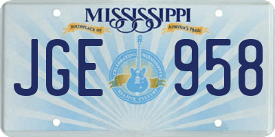 MS license plate JGE958