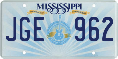 MS license plate JGE962