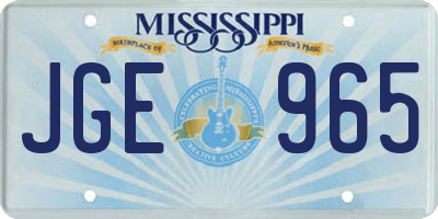 MS license plate JGE965