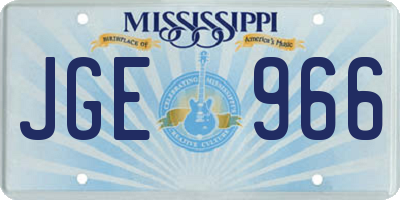 MS license plate JGE966