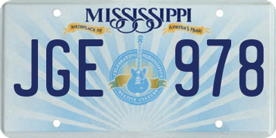 MS license plate JGE978