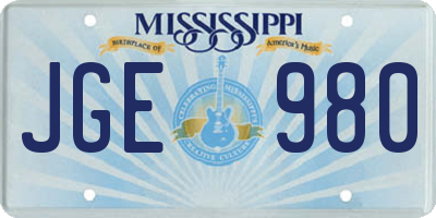 MS license plate JGE980