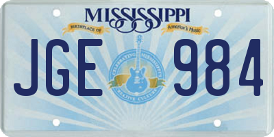 MS license plate JGE984