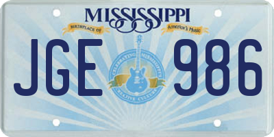 MS license plate JGE986