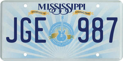 MS license plate JGE987