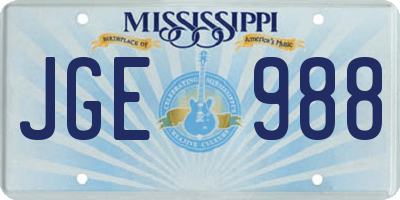 MS license plate JGE988