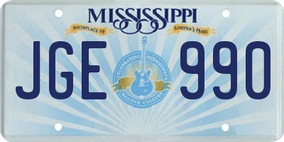 MS license plate JGE990