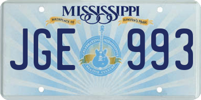 MS license plate JGE993