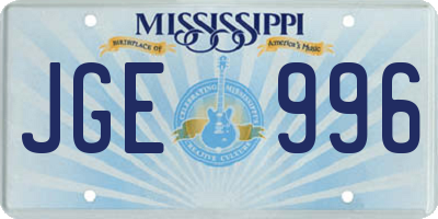 MS license plate JGE996