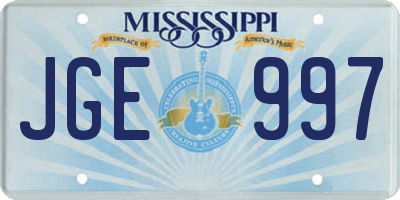 MS license plate JGE997