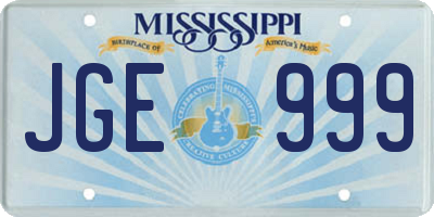 MS license plate JGE999