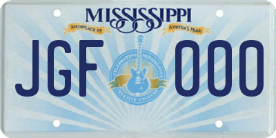 MS license plate JGF000