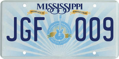MS license plate JGF009