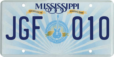 MS license plate JGF010