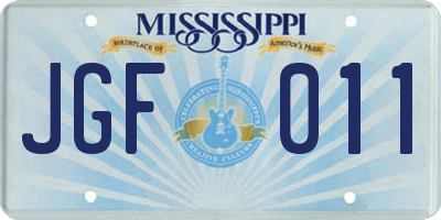 MS license plate JGF011