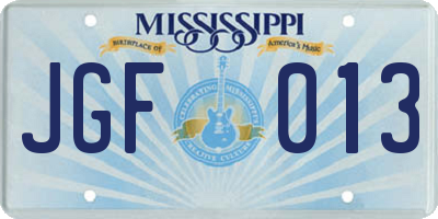 MS license plate JGF013