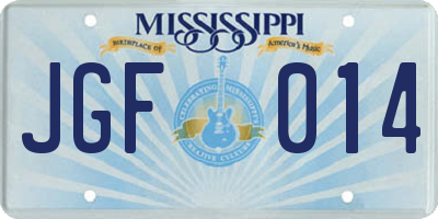 MS license plate JGF014