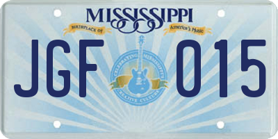 MS license plate JGF015