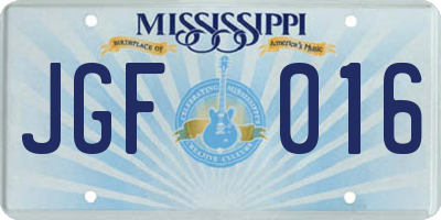 MS license plate JGF016
