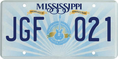 MS license plate JGF021