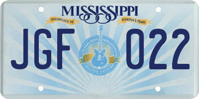 MS license plate JGF022