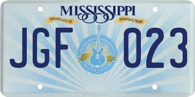MS license plate JGF023