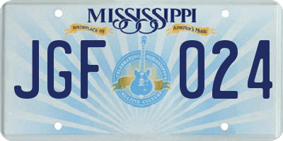 MS license plate JGF024