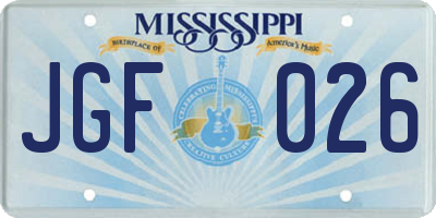 MS license plate JGF026