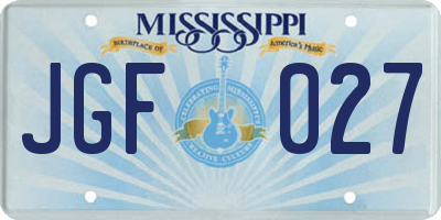 MS license plate JGF027