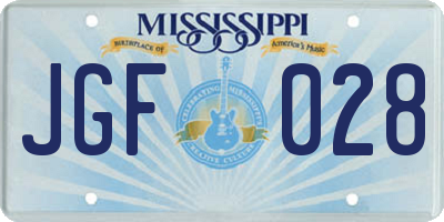 MS license plate JGF028
