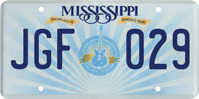 MS license plate JGF029