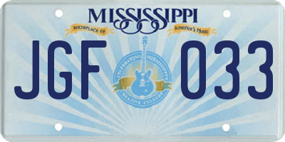 MS license plate JGF033