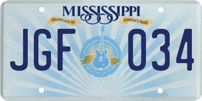 MS license plate JGF034