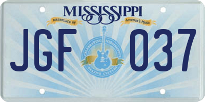 MS license plate JGF037
