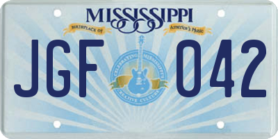 MS license plate JGF042