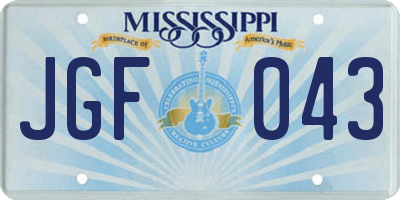 MS license plate JGF043