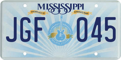 MS license plate JGF045