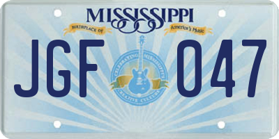 MS license plate JGF047