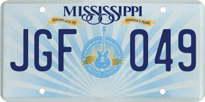 MS license plate JGF049
