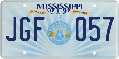MS license plate JGF057