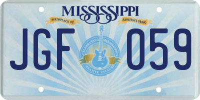 MS license plate JGF059