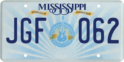 MS license plate JGF062