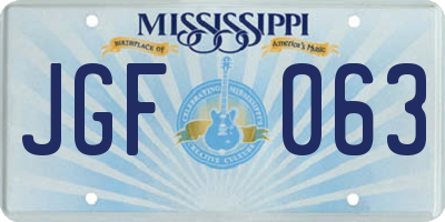 MS license plate JGF063
